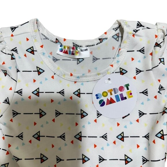 Dot Dot Smile Baby Girl’s Size 12/24M White Arrows Cap Sleeve‎ Twirl Dress NWT - Picture 3 of 6